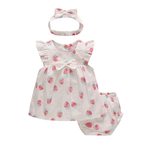 Delicado vestido bebé tonos rosa, incluye cubrepañal y cintillo