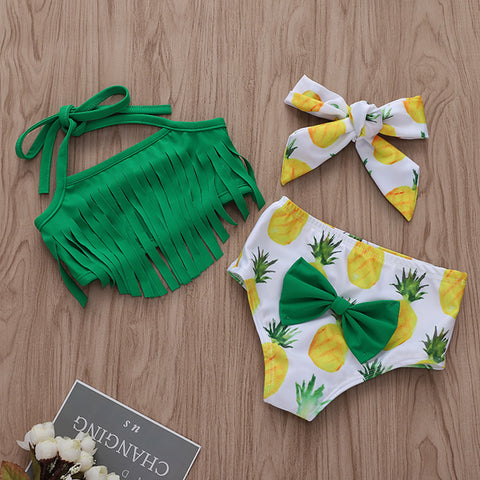 Hermoso bikini para niña con filtro UV con motivo piñas