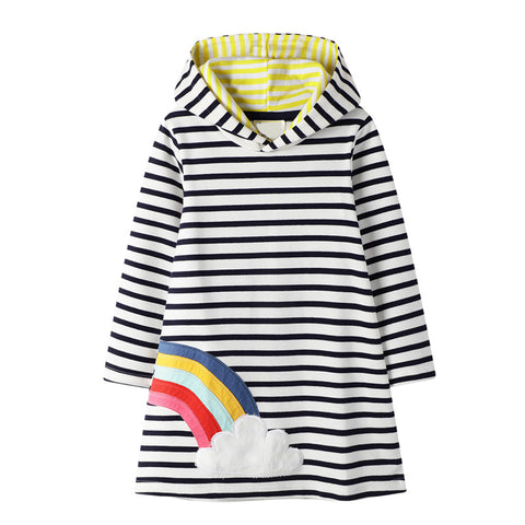 Vestido rayado blanco y azul original diseño arcoiris de algodón grueso