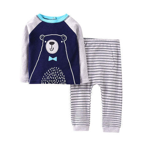 Conjunto unisex dos piezas 100% algodón cómodo y tierno diseño osito