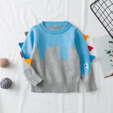 Sweater unisex tejido gris/celeste con diseño en mangas