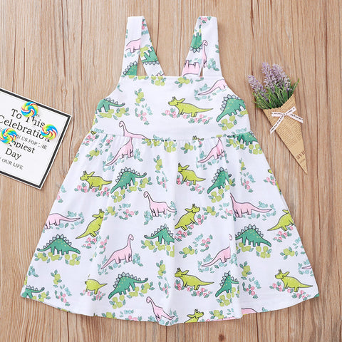 Bellísimo vestido colores pastel, tela con diseño de dinosaurios