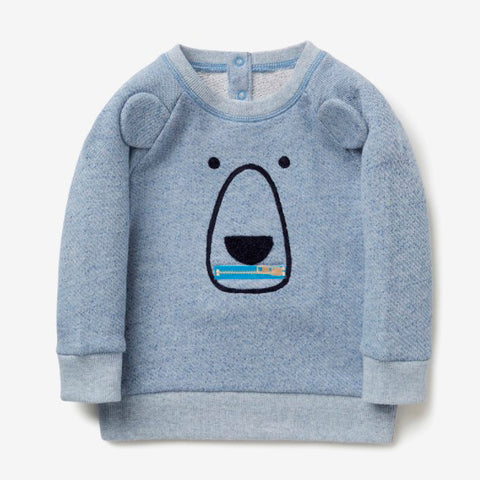 Polerón 100% algodón, precioso diseño de osito con orejitas