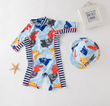 Traje de baño entero niño, con filtro UV Incluye gorrito