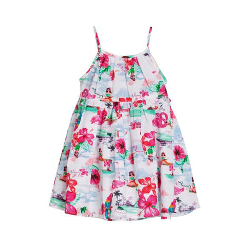 Preciosa y veraniega solera 100% algodón diseño hawaiiano