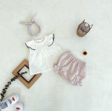 Suave y delicado conjunto colores pastel 2 piezas + cintillo