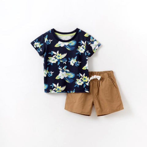 Conjunto polera estilo hawaiiana con short 100% algodón