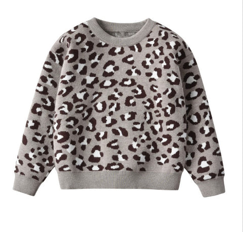 Sweater animal print leopardo tonos grises