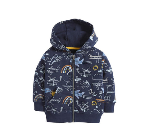 Polerón canguro unisex con cierre, lindas ilustraciones, 100% algodón