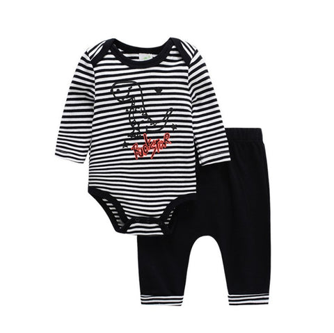 Conjunto dos piezas rayado DINO, 100% algodón
