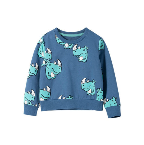 Polerón celeste unisex, diseño rhino, 100% algodón