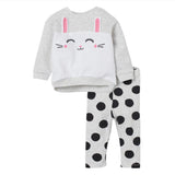 Conjunto polerón conejo y calzas lunares 100% algodón