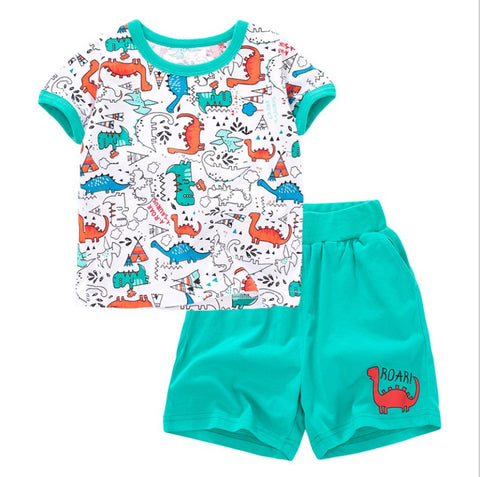 Conjunto dos piezas Dinosaurios comic, modelo 100% algodón