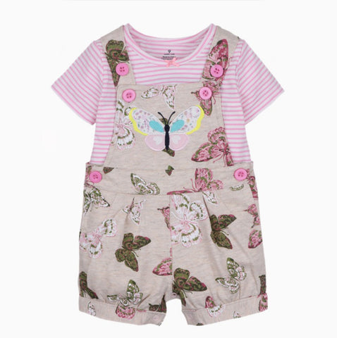 Conjunto jardinera + polera Butterfly 100% algodón