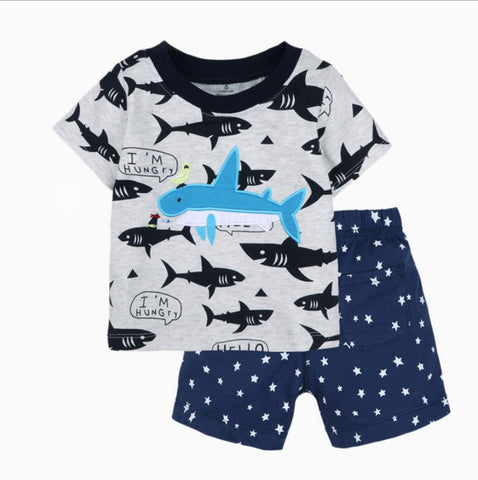 Conjunto dos piezas Hungry shark, 100% algodón