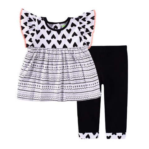 Conjunto dos piezas corazones 100% algodón