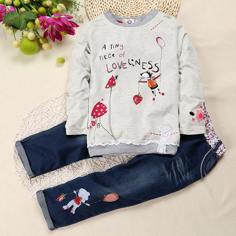 Conjunto jeans y polerón 100% algodón preciosos bordados