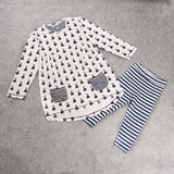 Conjunto vestido conejos con calzas rayadas