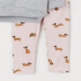 Conjunto polerón perrita y calzas estampadas 100% algodón