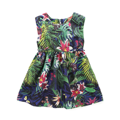 Colorido y original vestido diseño "hawaiiano" con flores y plantas