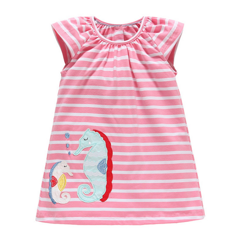 Vestido 100% algodón rosado con rayas, preciosa caída y diseño