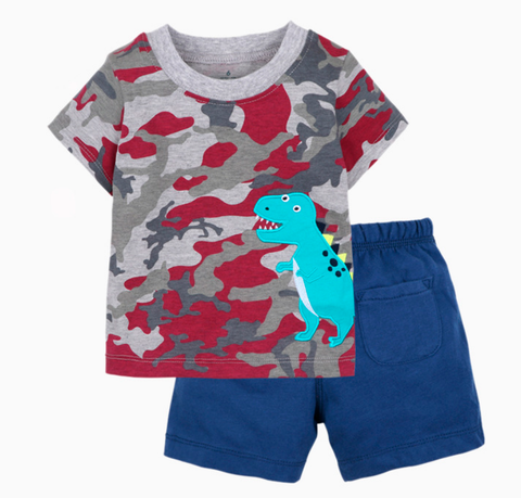 Conjunto dos piezas Camuflado dinosaurio, 100% algodón