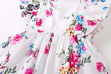 Precioso y colorido vestido de algodón con encajes, cuello cuadrado