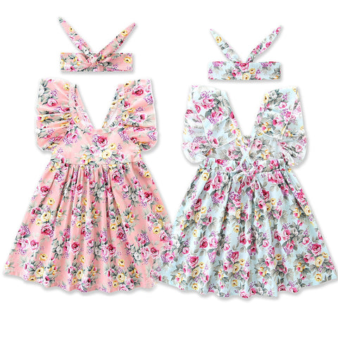 Precioso vestidos floreados amarrados espalda, incluyen cintillos