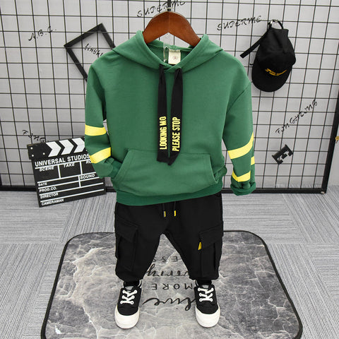 Buzo 100% algodón negro con verde