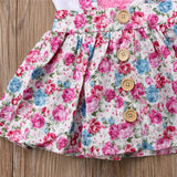 Hermoso conjunto floral  pink falda y polera + cintillo