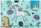 Vestido celeste con bellas ilustraciones
