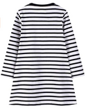 Precioso vestido 100% algodón a rayas con tiernos gatos