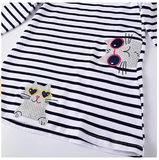Precioso vestido 100% algodón a rayas con tiernos gatos