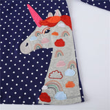 Vestido 100% algodón con lunares y aplicación de unicornio