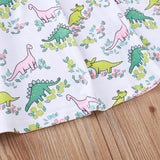 Bellísimo vestido colores pastel, tela con diseño de dinosaurios
