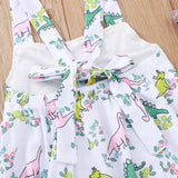 Bellísimo vestido colores pastel, tela con diseño de dinosaurios