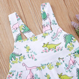 Bellísimo vestido colores pastel, tela con diseño de dinosaurios