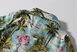 Camisa veraniega, diseño topísimo flamencos y palmeras
