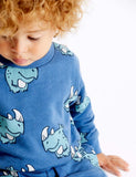 Polerón celeste unisex, diseño rhino, 100% algodón