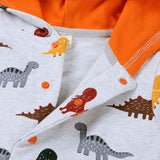 Enterito dinosaurios 100% algodón grueso gris con naranjo