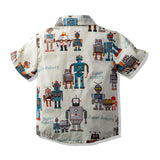 Hermosa y original camisa con diseño de robots manga corta