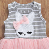 Vestido verano, diseño de conejo con lentejuelas, con falda tutú