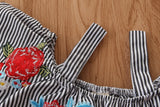 Bello y cómodo enterito hombros descubiertos con flores bordadas
