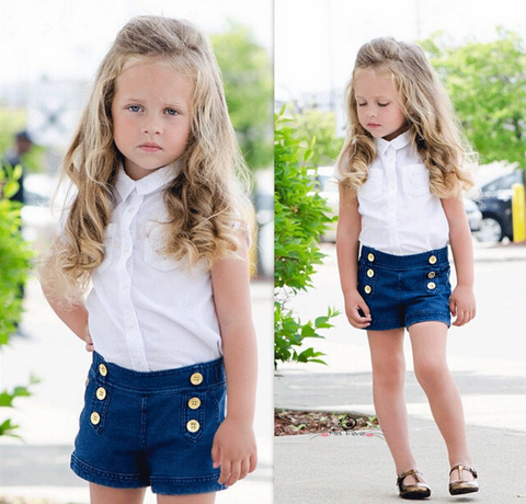 Short jeans elasticado detalle botones