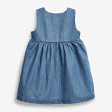 Vestido jeans interior floral, bellos detalles bordados
