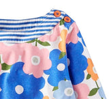 Vestido 100% algodón manga larga floreado, lindos colores