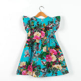 Hermoso y colorido vestido turqueza estampado floral 100% algodón