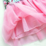 Adorable vestido floral con tutú de tul rosado